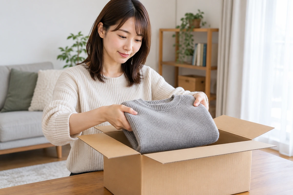 別れた後に返す荷物を箱へまとめる女性