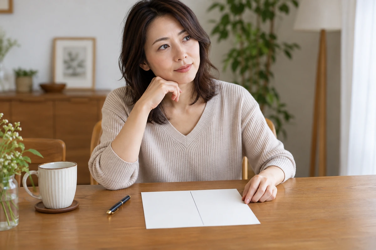 戻るか戻らないか判断軸を整理する女性