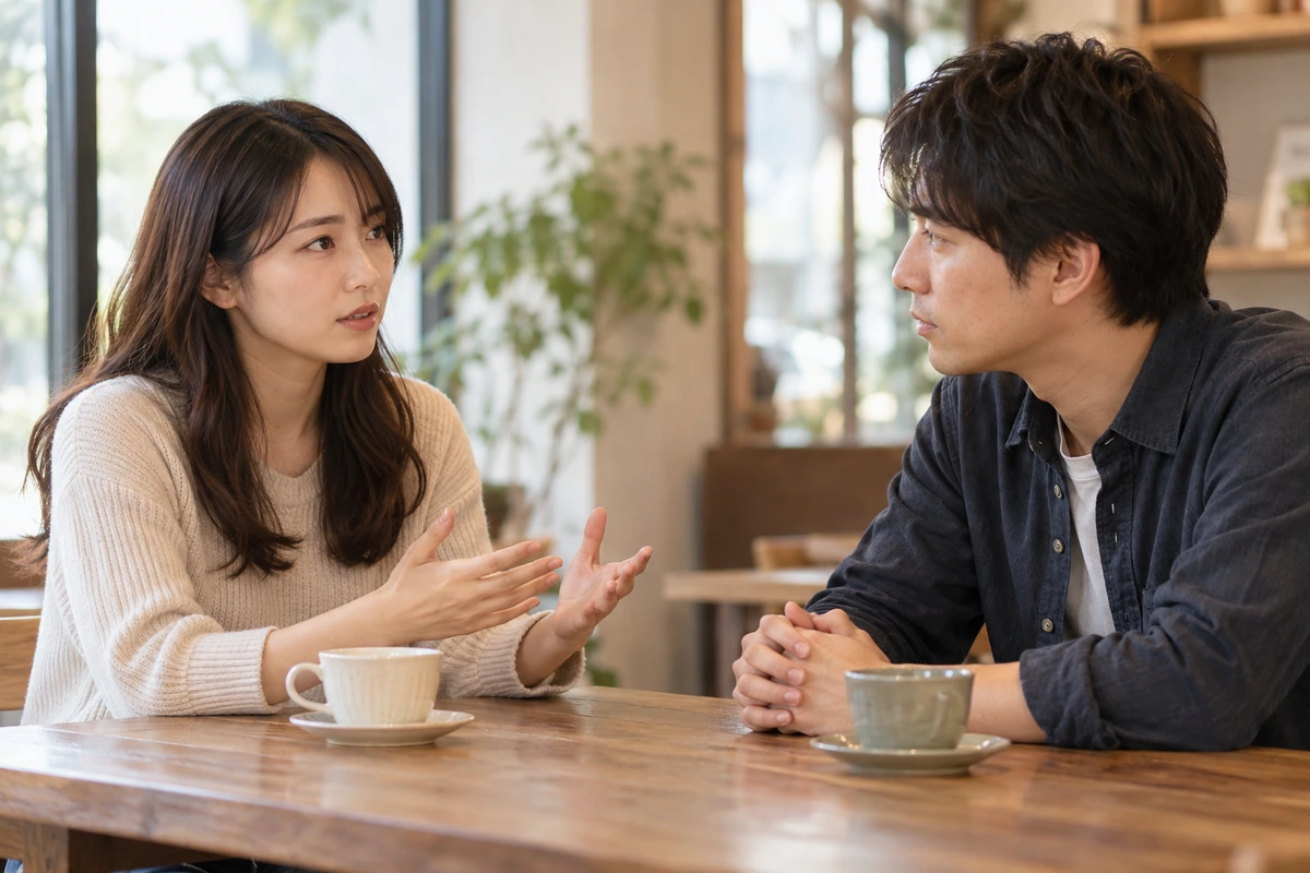 友達でいたい提案への返答を話す女性