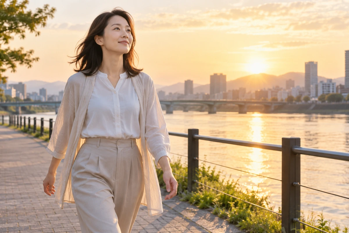 浮気関係を終えて新しい日常へ歩き出す女性