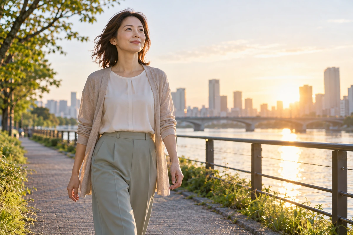 自分の生活へ前向きに歩き出す女性