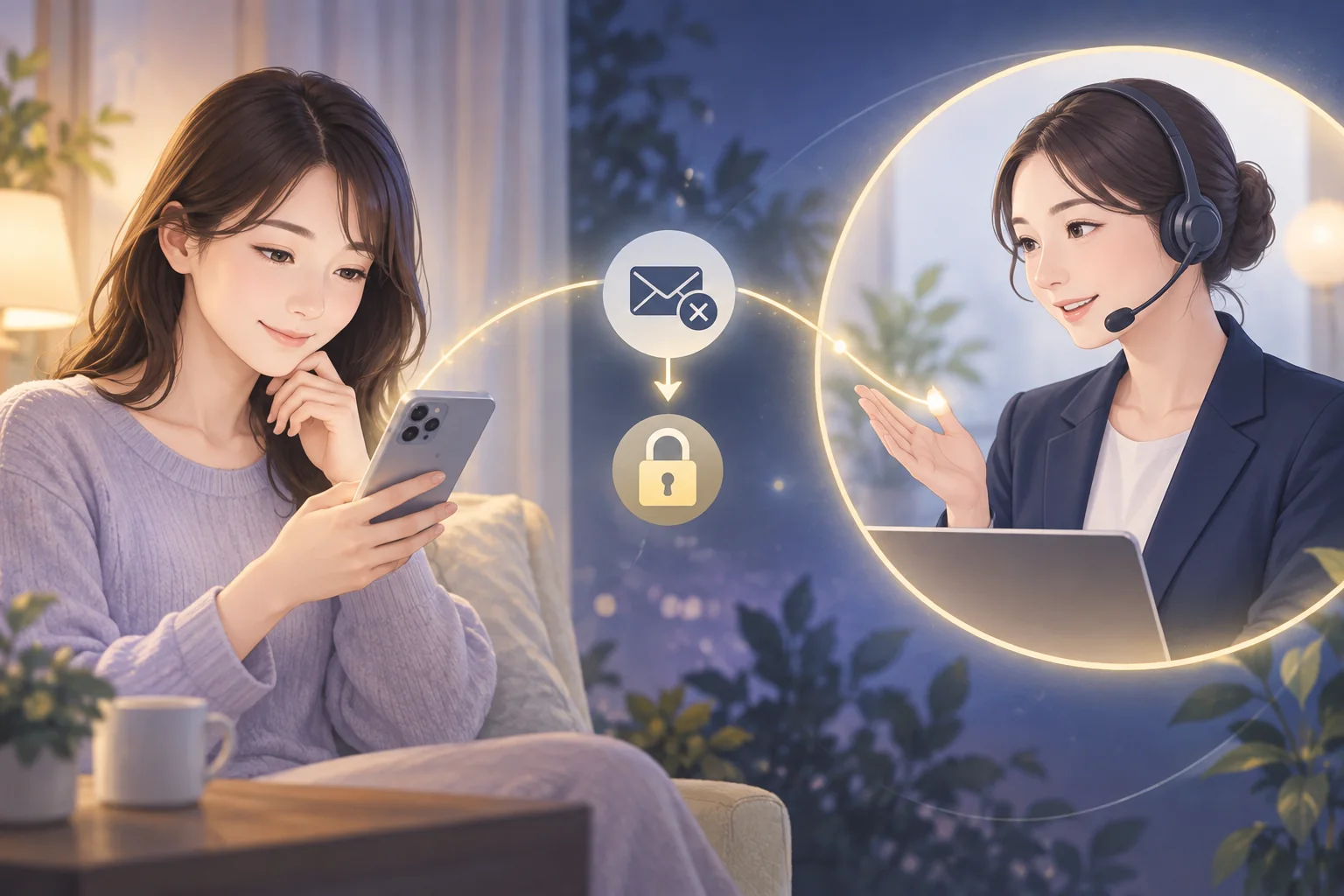 登録メールを受信できないときに公式サポートへ相談するイメージ
