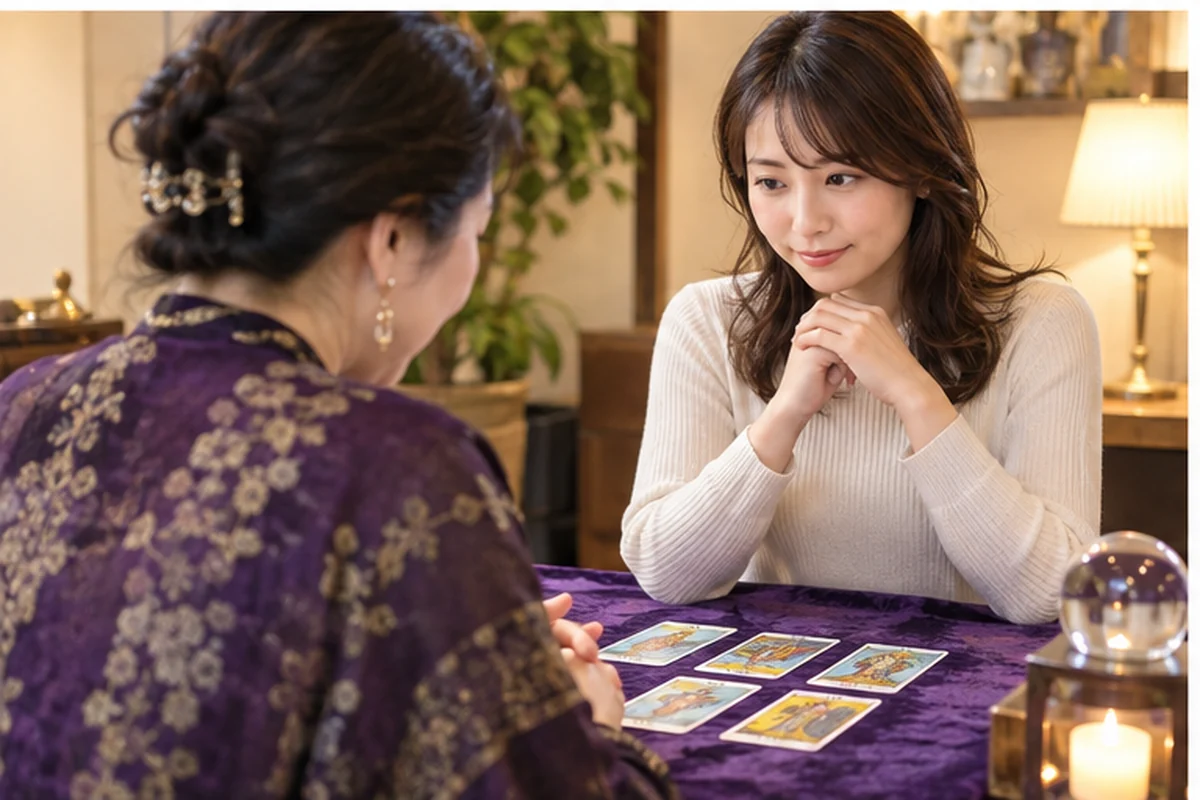八王子の占い店までの移動と予約を確認する女性