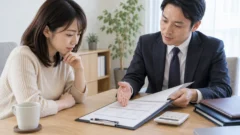 探偵依頼の見積書を相談者と確認する様子