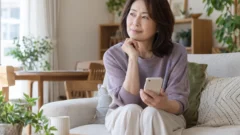 自宅で同世代との出会い探しを考える女性のイメージ