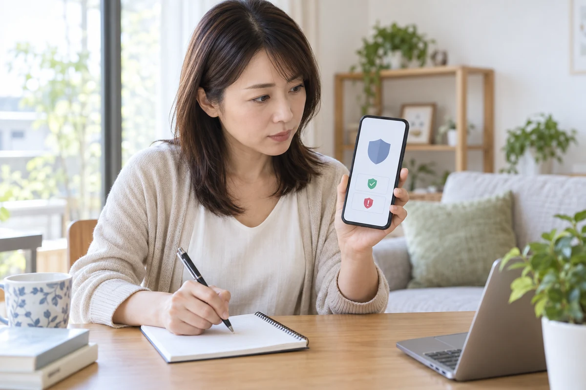 通報と安全確認の項目を見るスマートフォン