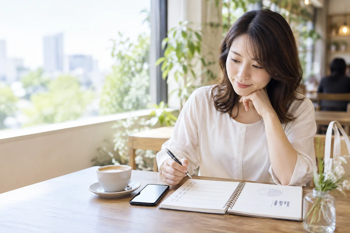 ハッピーメールの料金と安全条件を確認する女性