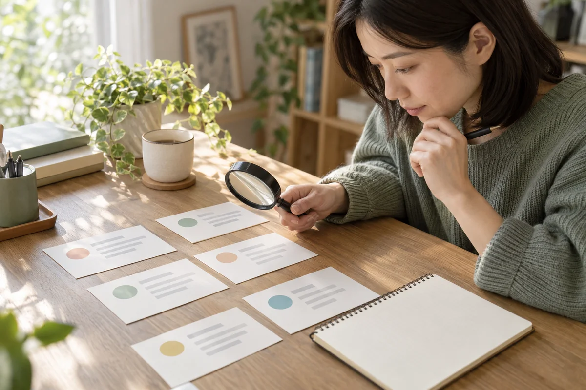複数の口コミを比較しながら相談の相性を考えるイメージ