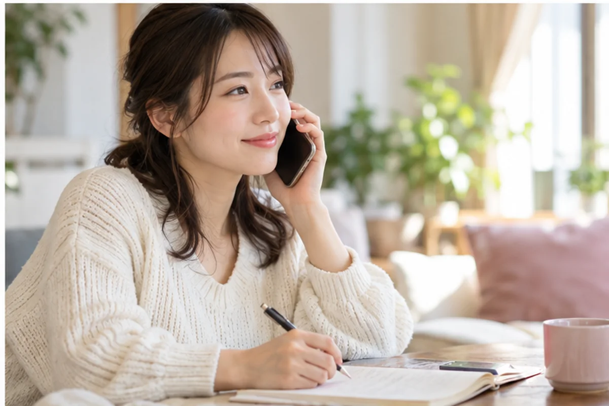 電話占いの利用時間と料金を確認する女性