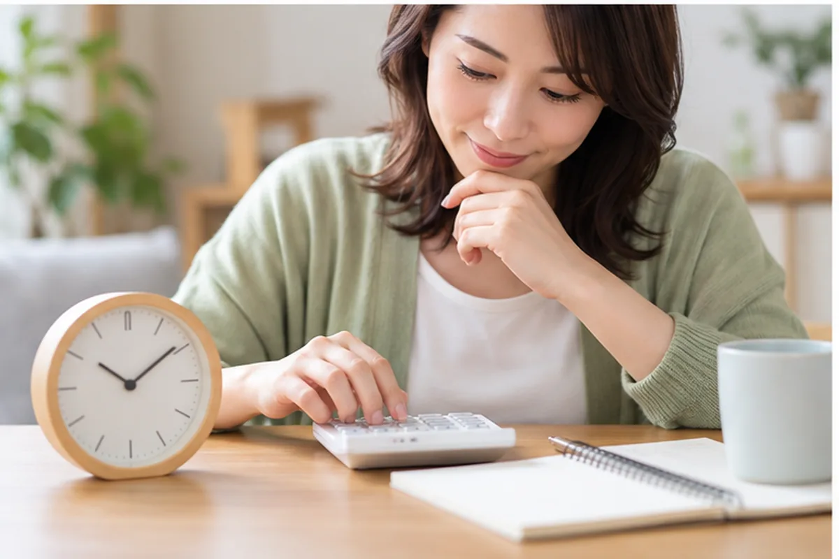 電話占いの時間と予算を計算する女性