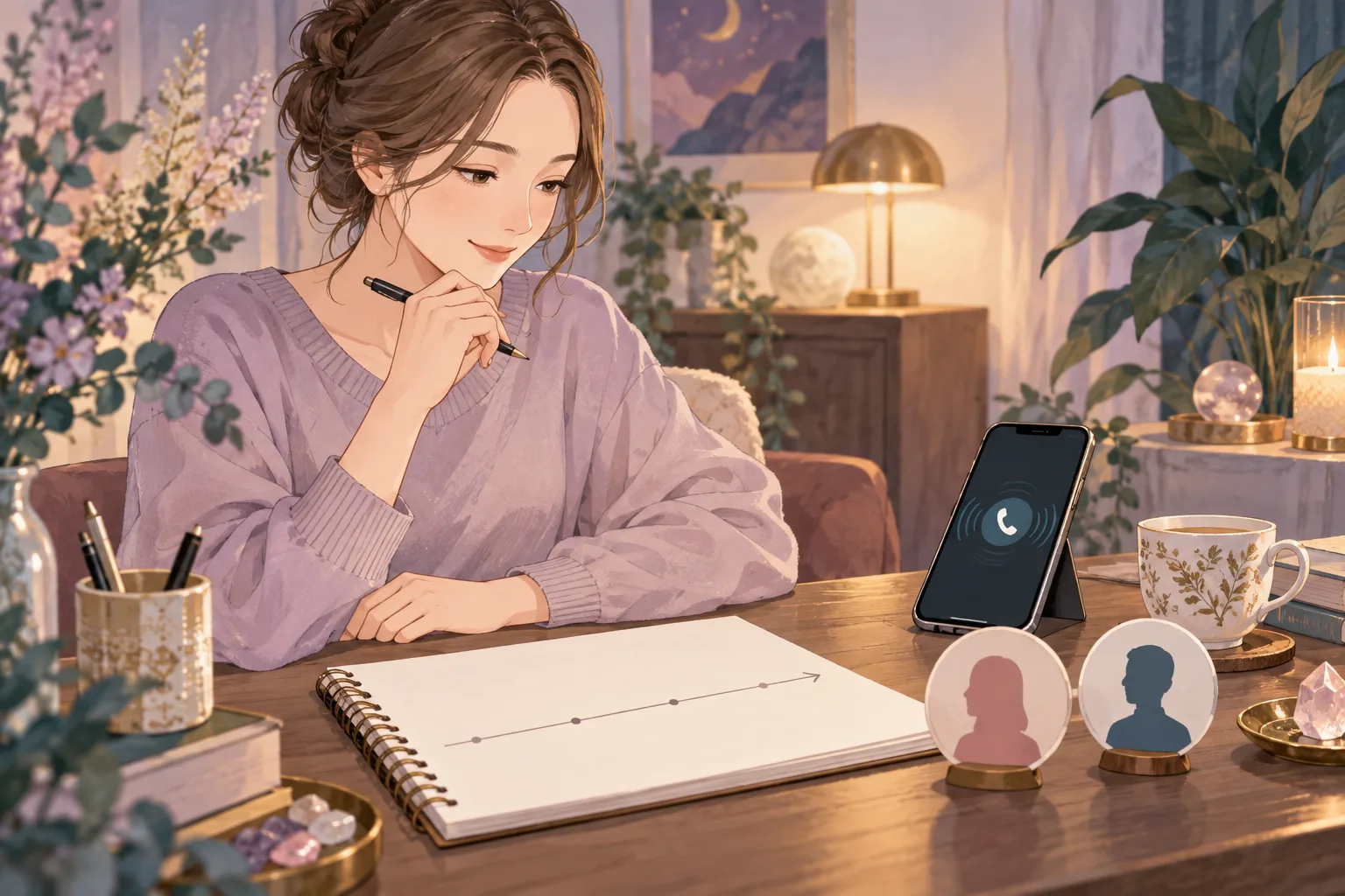電話相談の前に状況と質問を整理する女性のイメージ