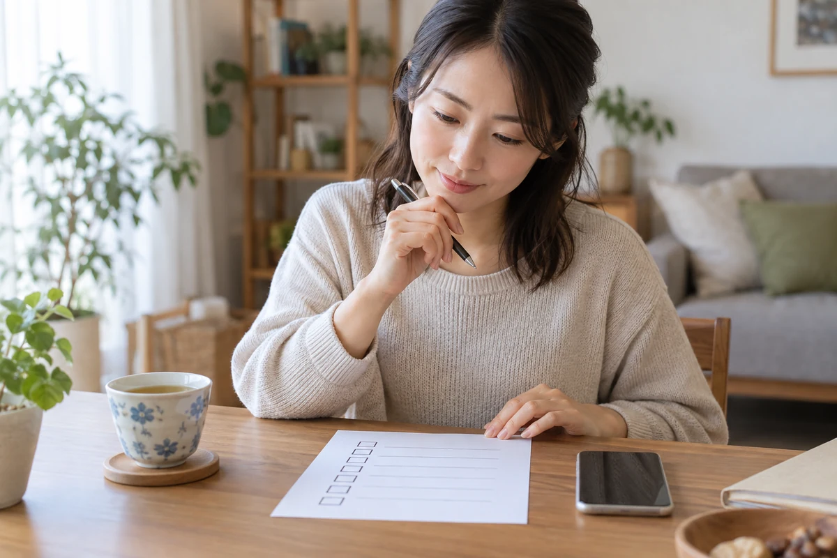 復縁相談の目的をチェックリストで整理する様子