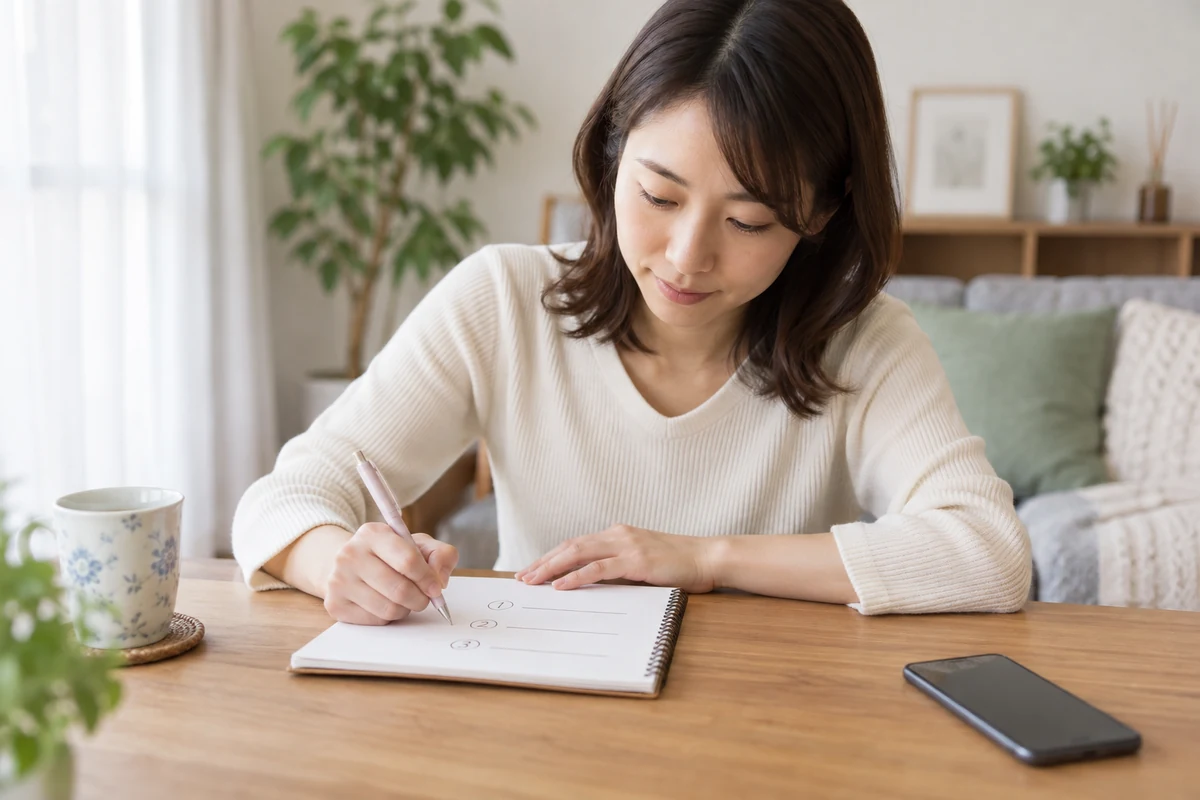 復縁相談の質問をノートに整理する様子