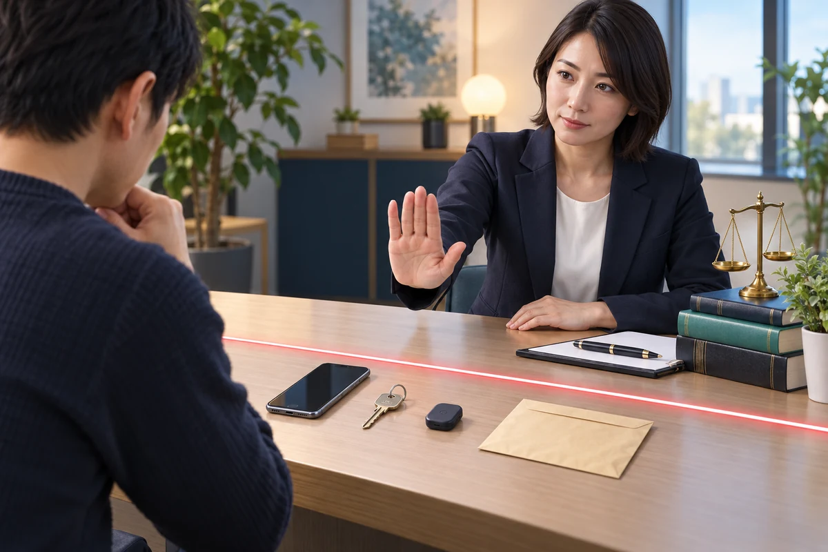 スマートフォンと鍵から距離を置き合法で安全な方法を考える成人のイメージ
