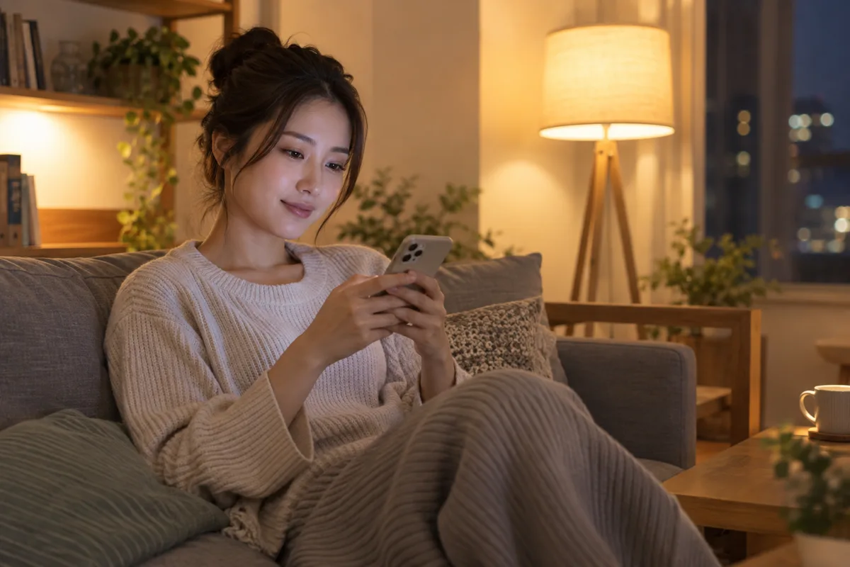 相手が返しやすいLINEを考える女性