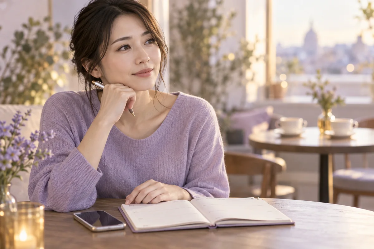 予定のすれ違いと再調整を落ち着いて考える女性