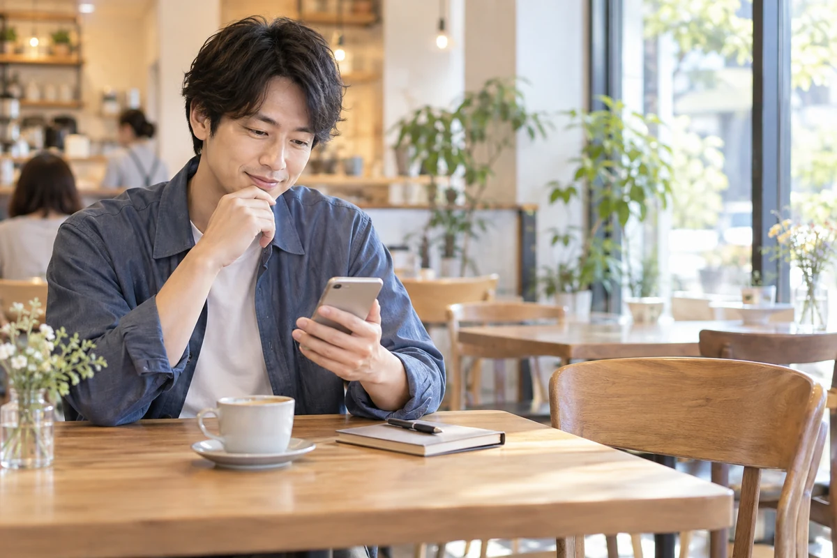 マッチングアプリで自然な誘い方を考える男性