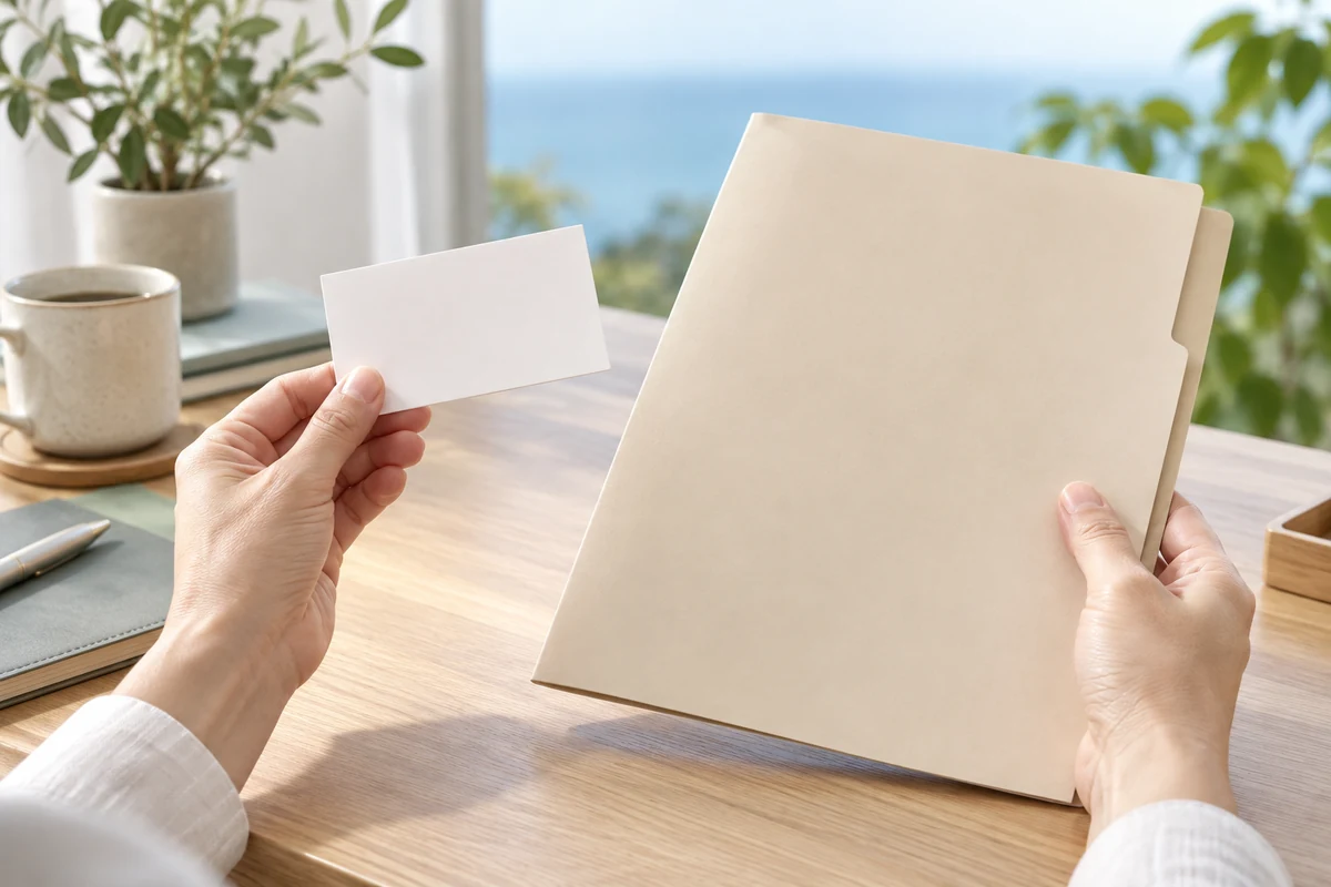 探偵業の標識情報と契約先を照合する中立的な書類のイメージ