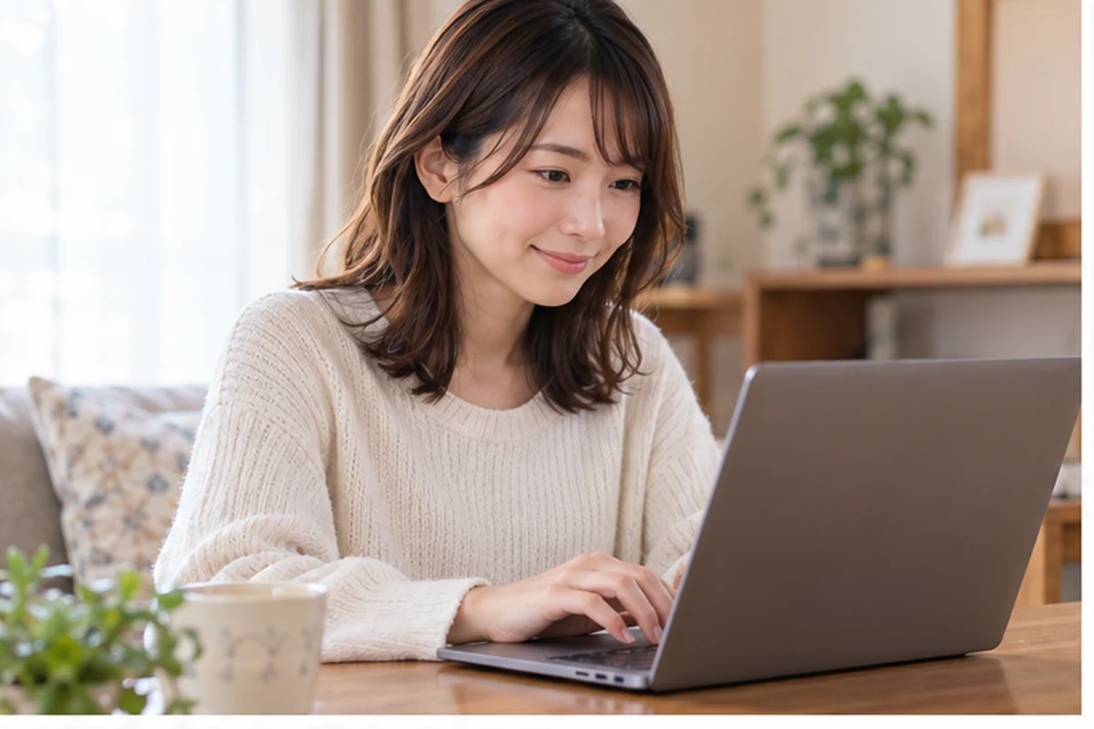みんなの電話占いへ安全にログインする女性