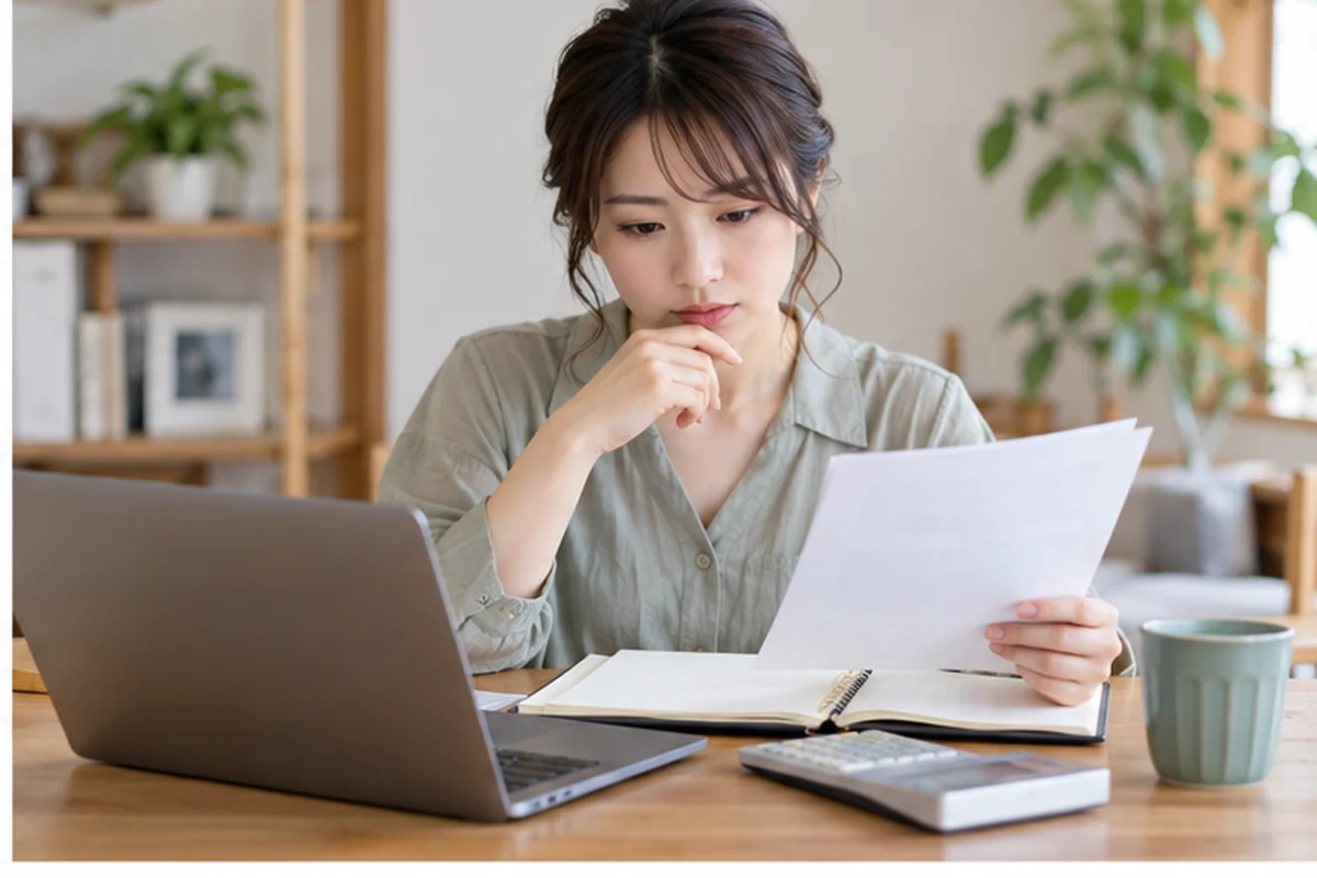 退会前に支払いと保存情報を確認する女性