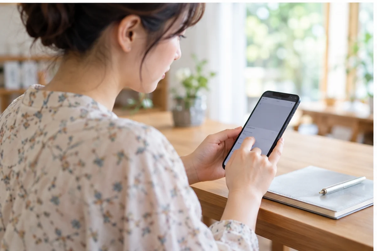 スマートフォンでメール配信設定を確認する女性