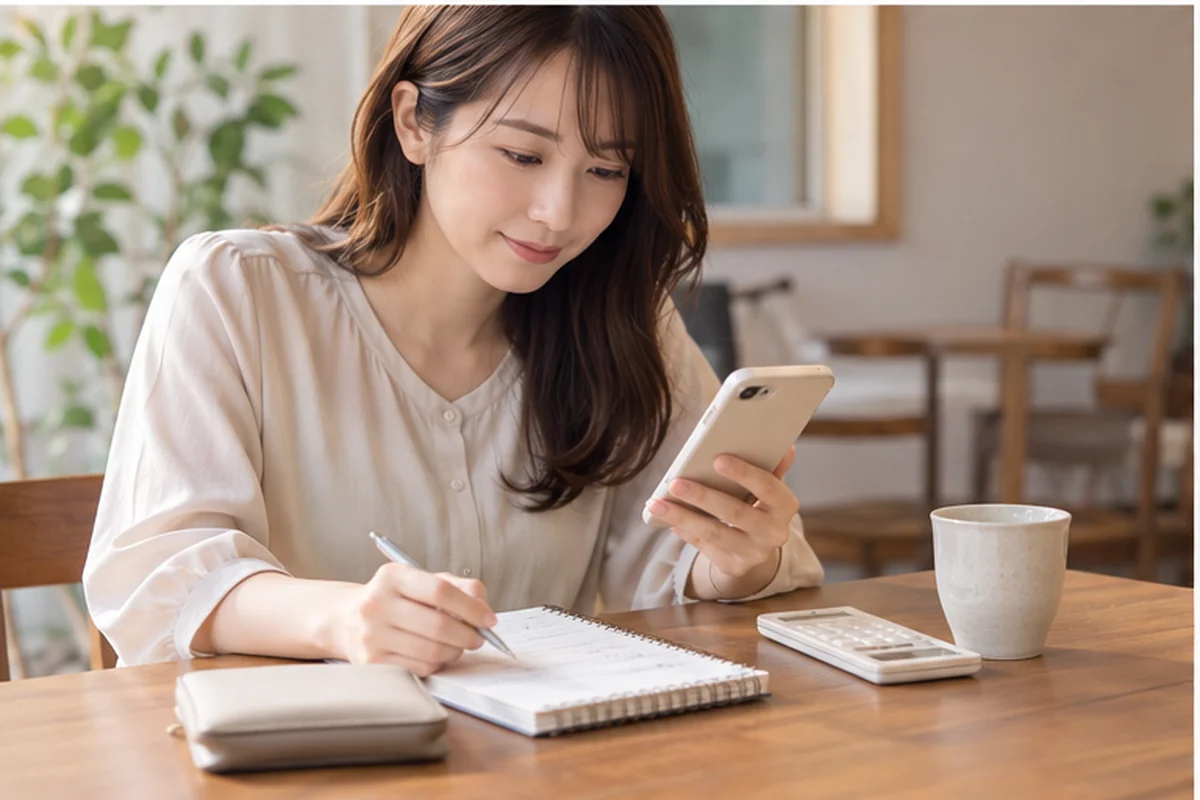 スマートフォンで宮城・仙台の占い予約を確認する女性