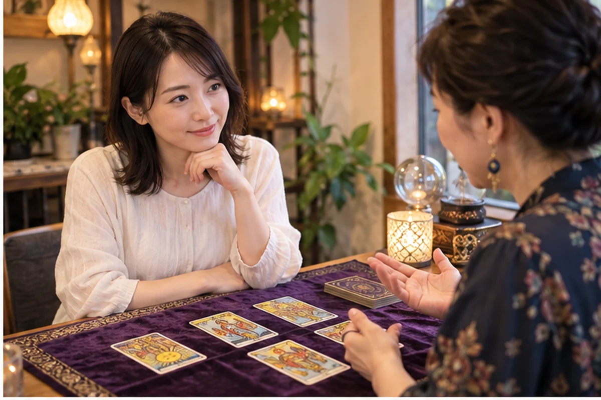 宮崎千里眼で当たる先生の占い候補を比較する女性