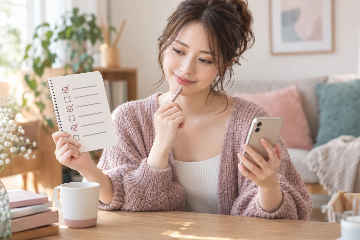 同時進行の疑問を一つずつ確認する女性