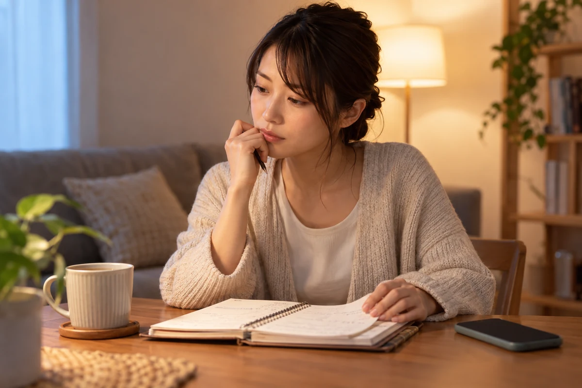 追加相談の前に一日考える女性