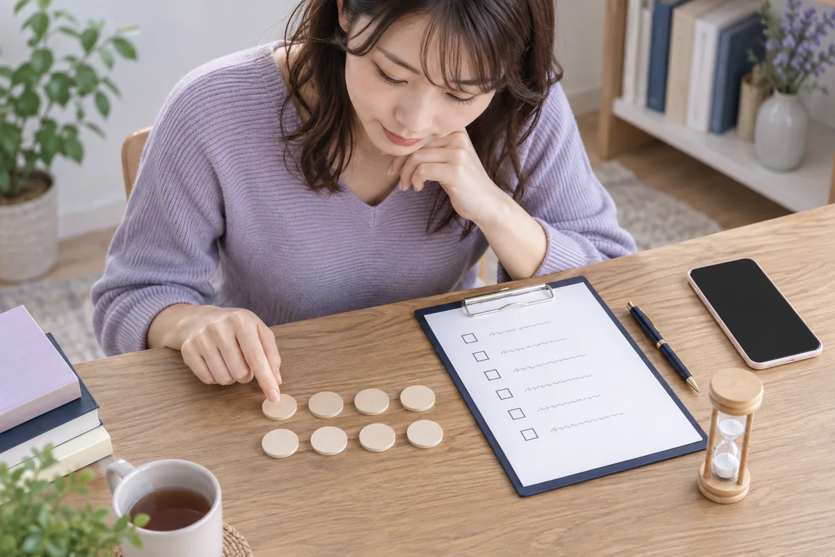 電話占いのポイント残高と利用条件を確認する女性