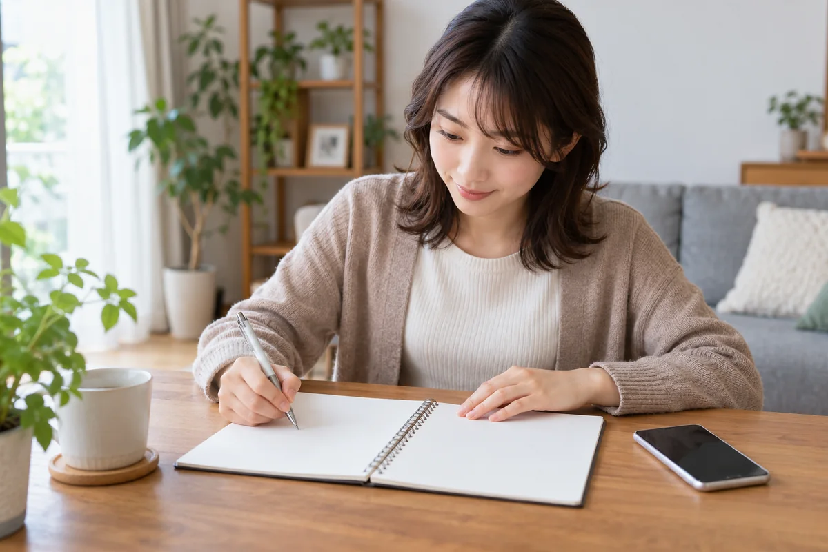 SATORI友希先生への相談前に名前と質問を整理する女性