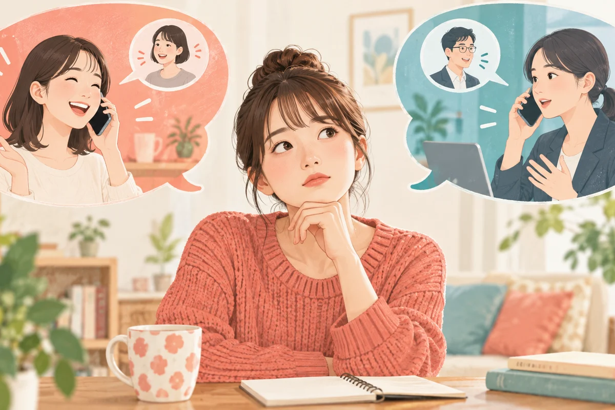 相談方法と自分との相性を比較する女性のイメージ