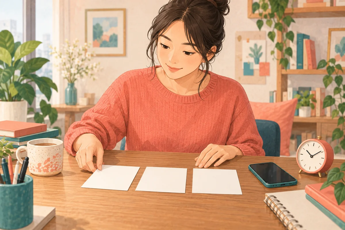 事実と質問と終了時刻を三つに整理するイメージ