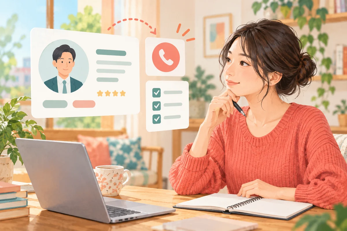 レナ先生のプロフィールと料金項目を確認するイメージ