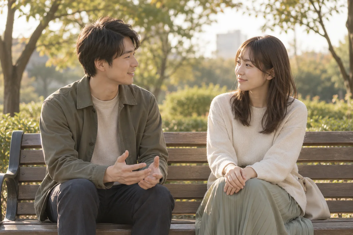 連絡頻度について落ち着いて話し合う男女