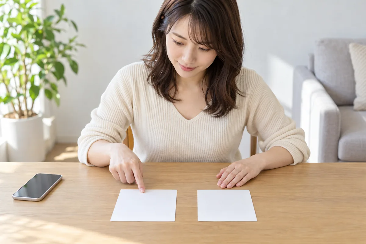 占い師の口コミと公式プロフィールを照合する女性