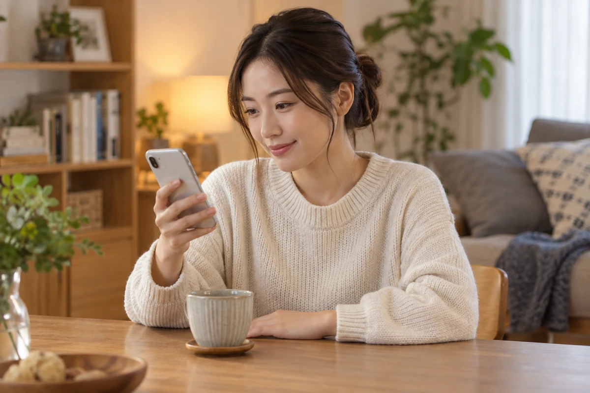 口コミを読み比べながら自分との相性を考える女性