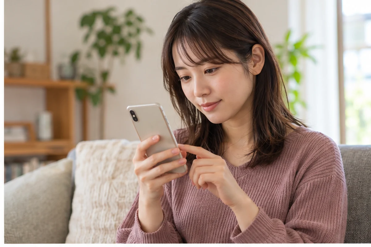 ロバミミの退会前に会員情報を確認する女性