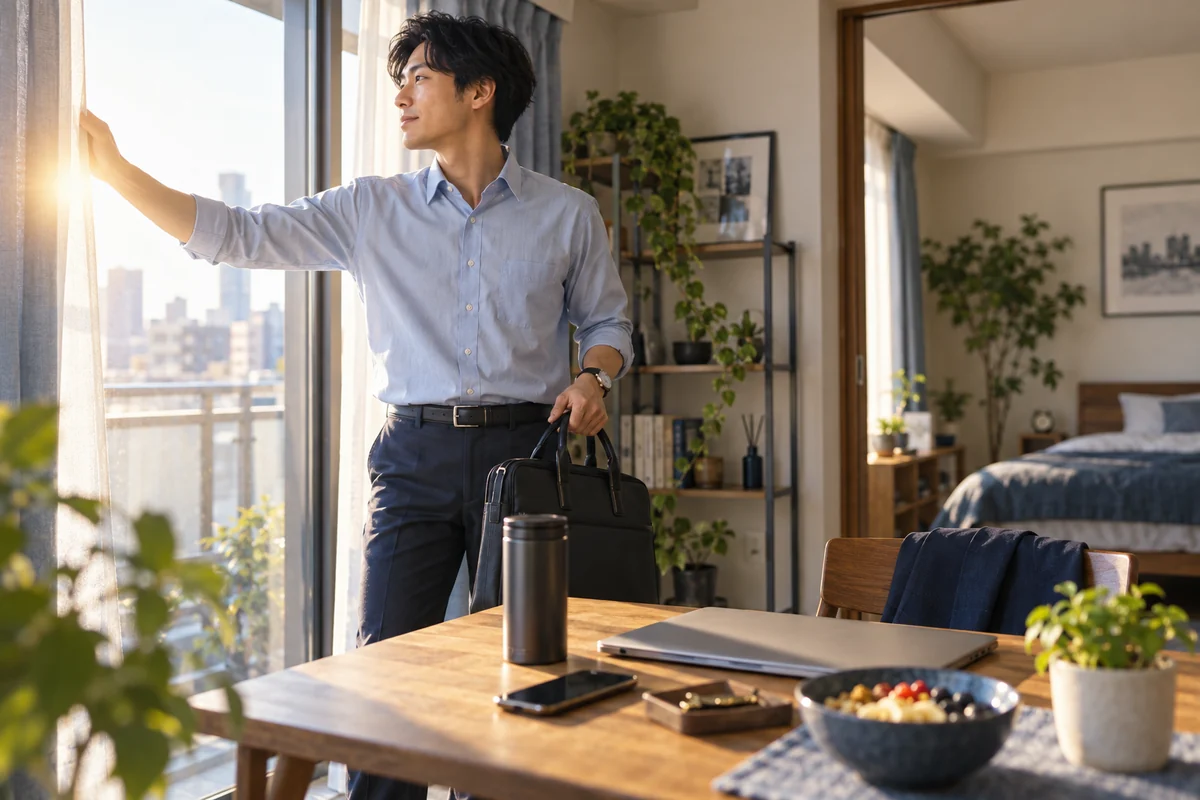 誰も操作しない関係を選び新しい朝を始める男性