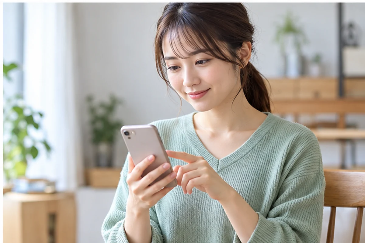 手続き後に記録を確認する女性