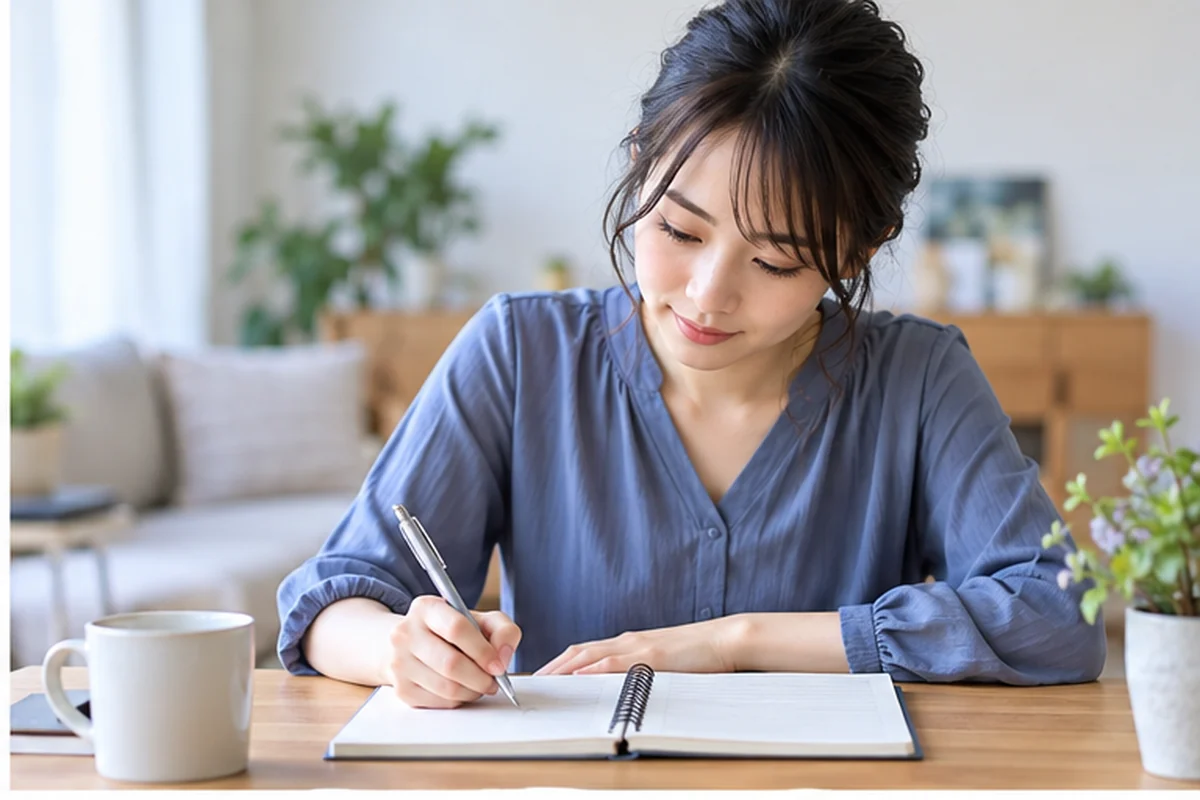 内容を確認する女性