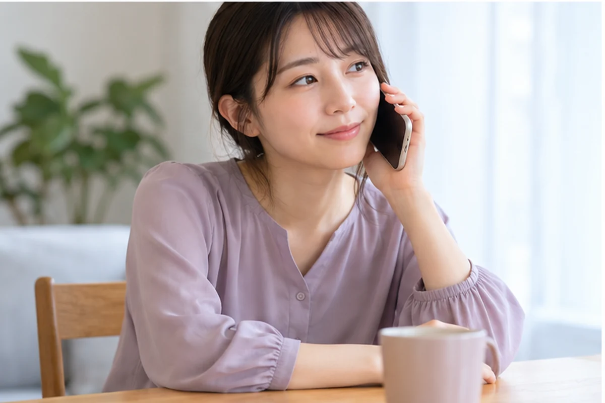 スマートフォンで利用条件を確認する女性