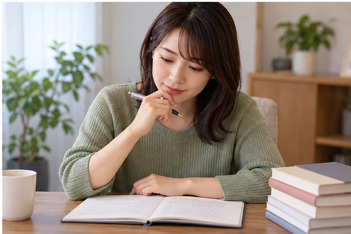 静かな部屋で電話占いを利用する女性