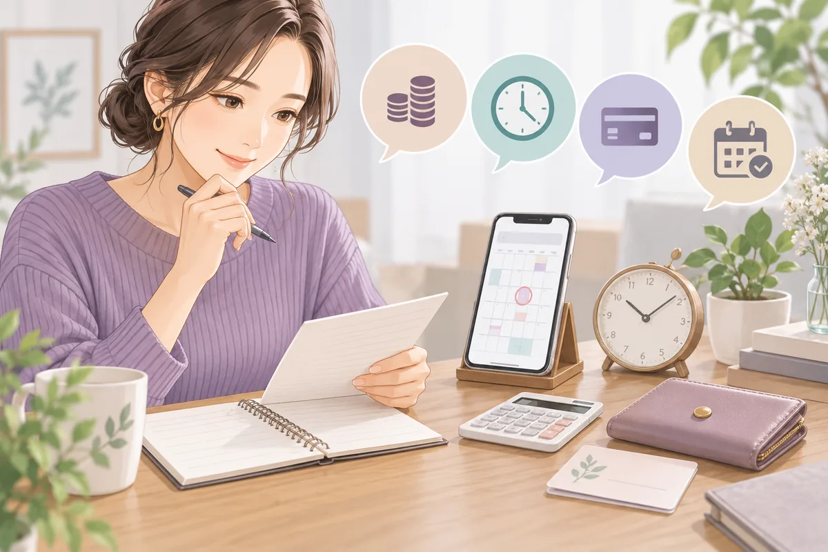 対面鑑定の料金と時間と予約日を確認する女性
