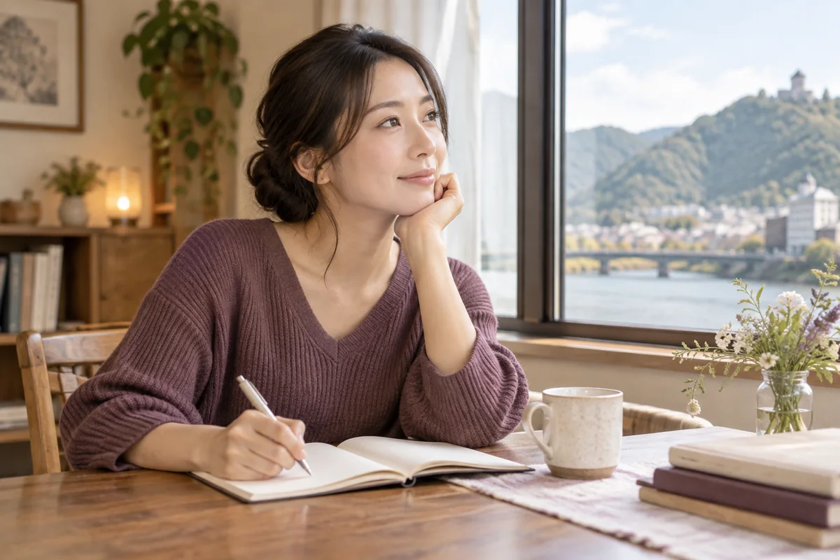 相談したいことを整理して穏やかに考える女性