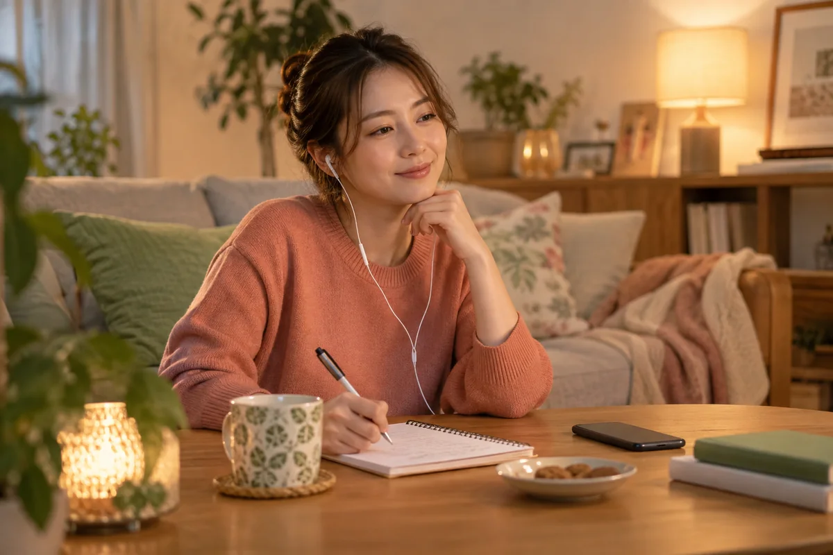 自宅で落ち着いて電話占いを利用する女性