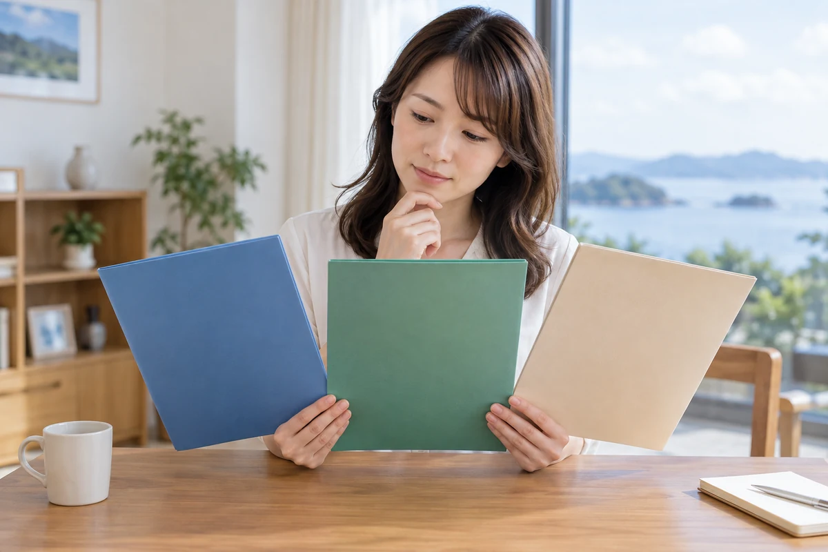 島根東部と石見と離島や県外対応の三つの相談条件を比較する成人女性のイメージ