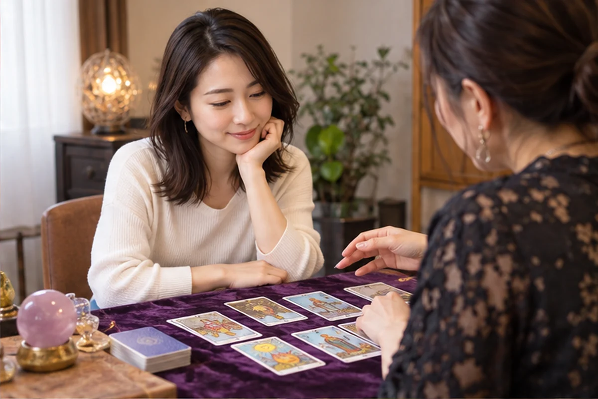 新大久保の占い候補を比較する女性