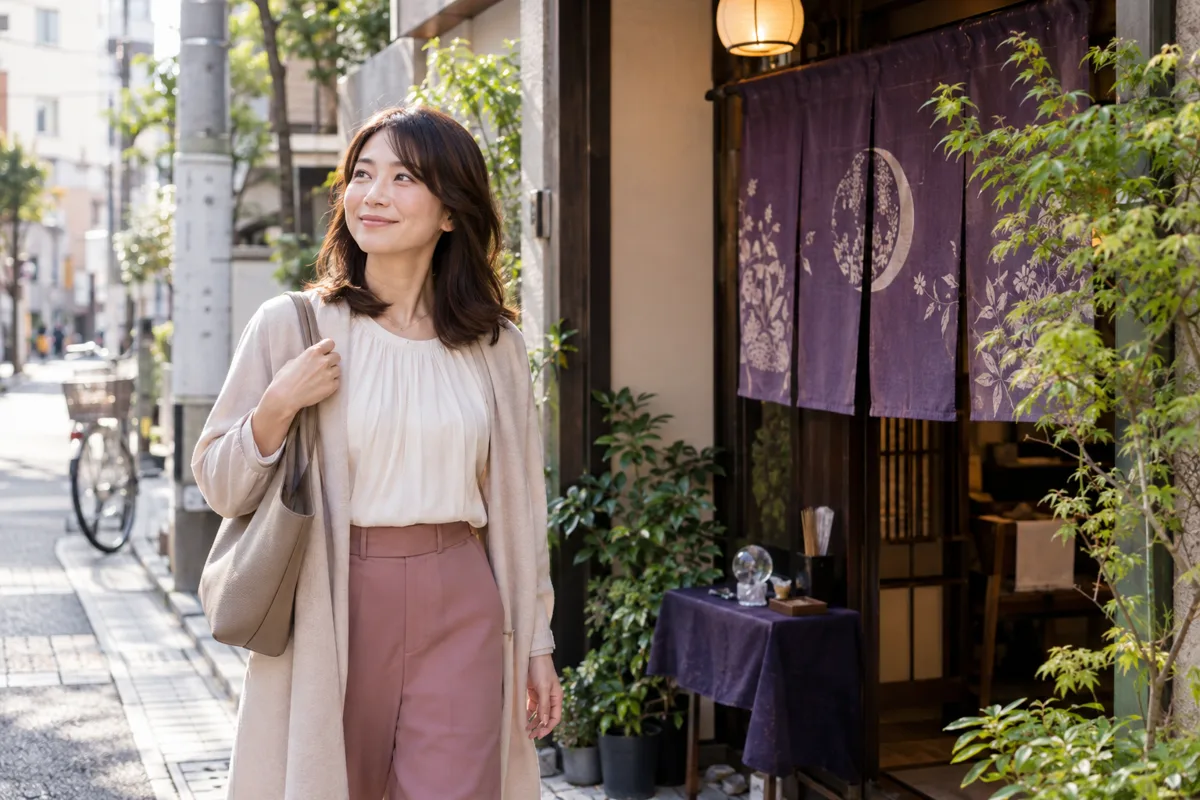 江戸川区で占い店を探す女性