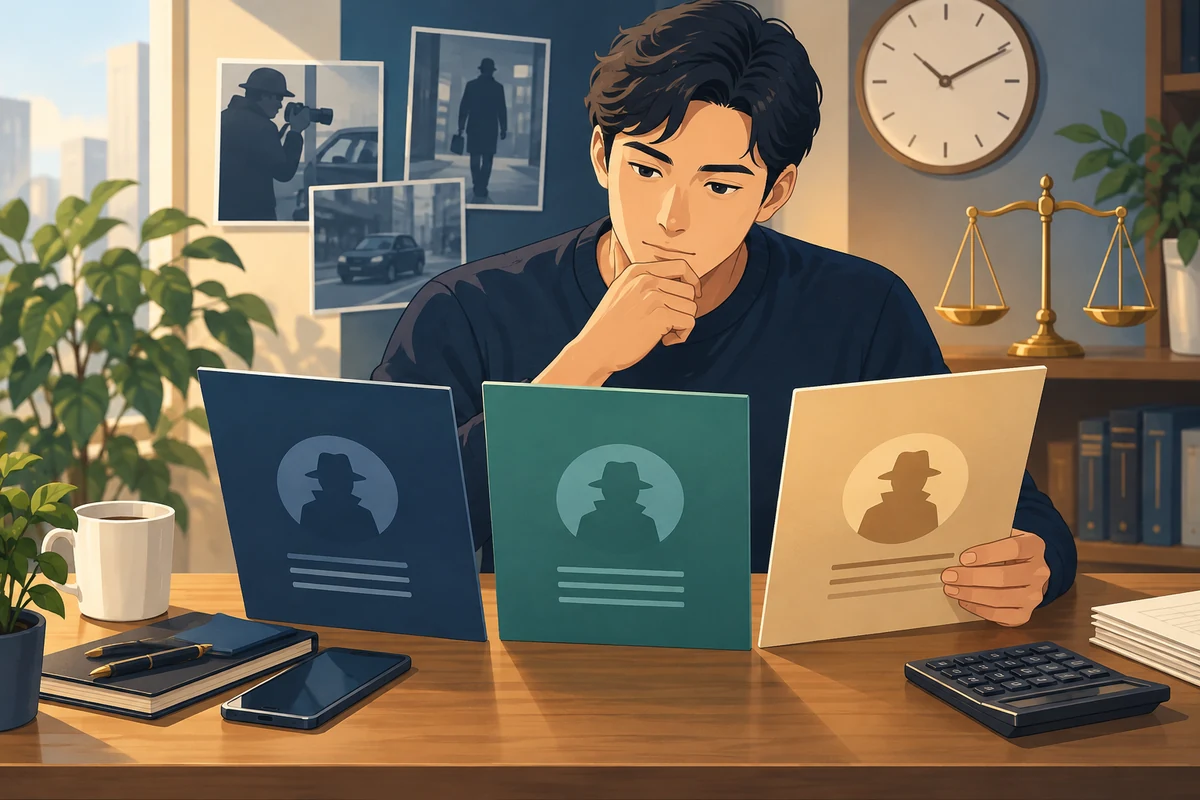 即日対応をうたう探偵業者を比較するイメージ